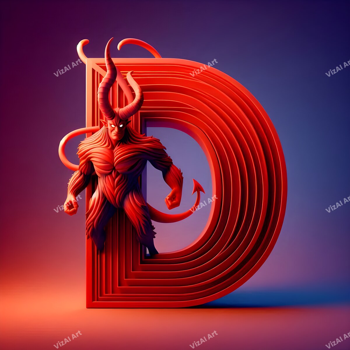 Devil Alphabet Wall Art letter D