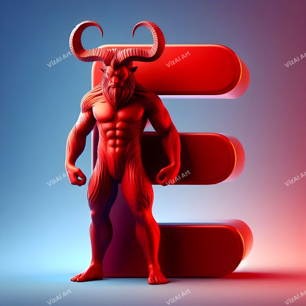 Devil Alphabet Wall Art letter E
