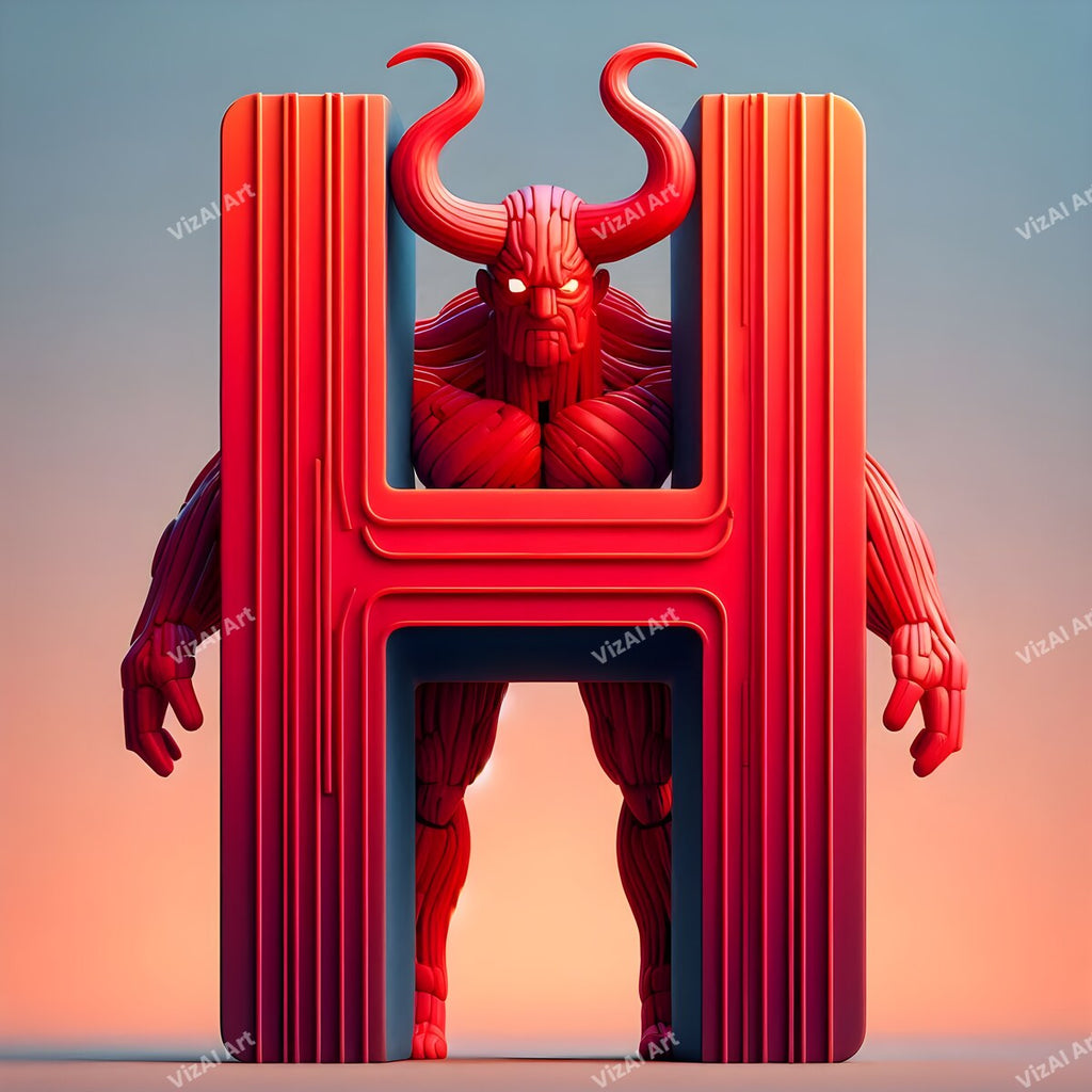 Devil Alphabet Wall Art letter H