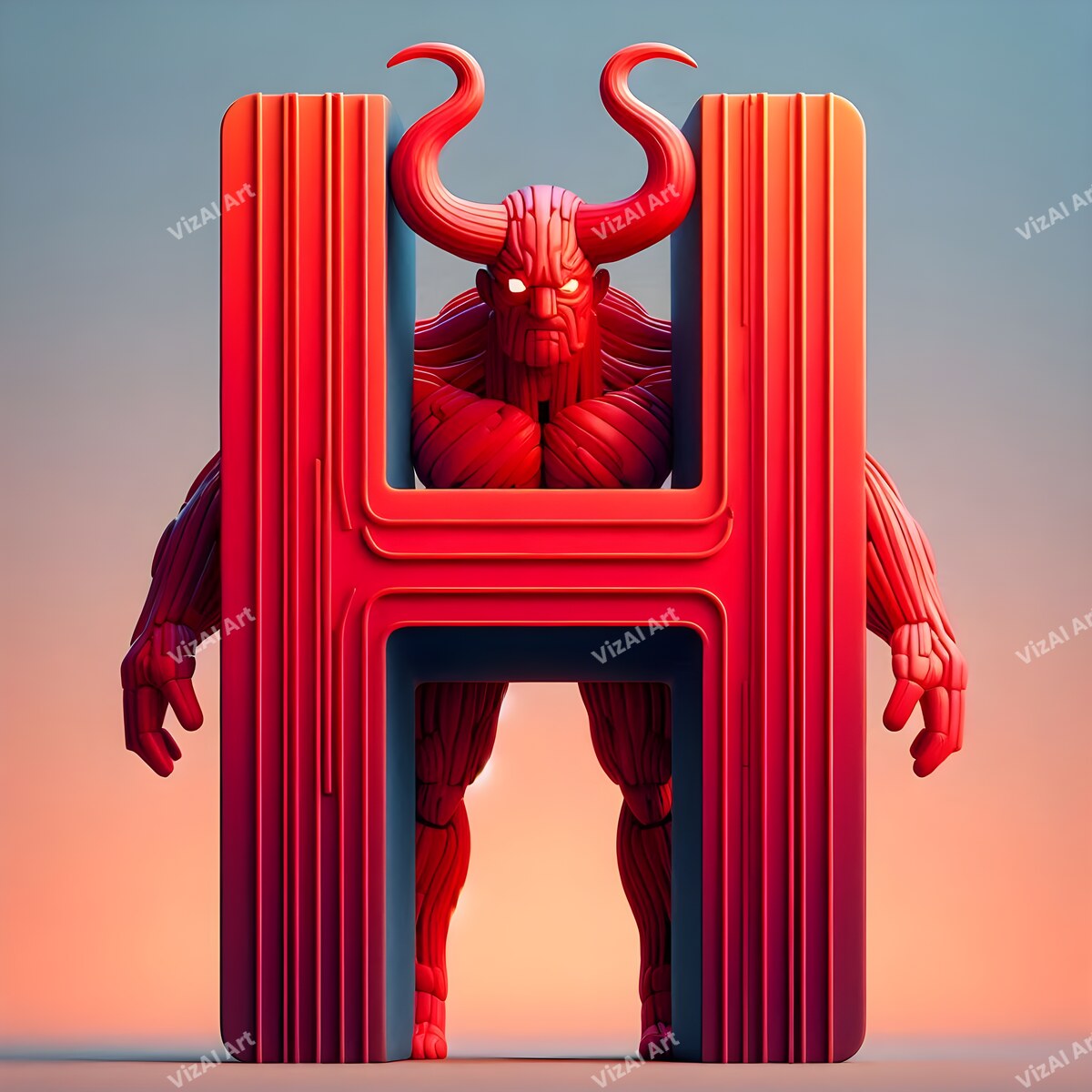 Devil Alphabet Wall Art letter H