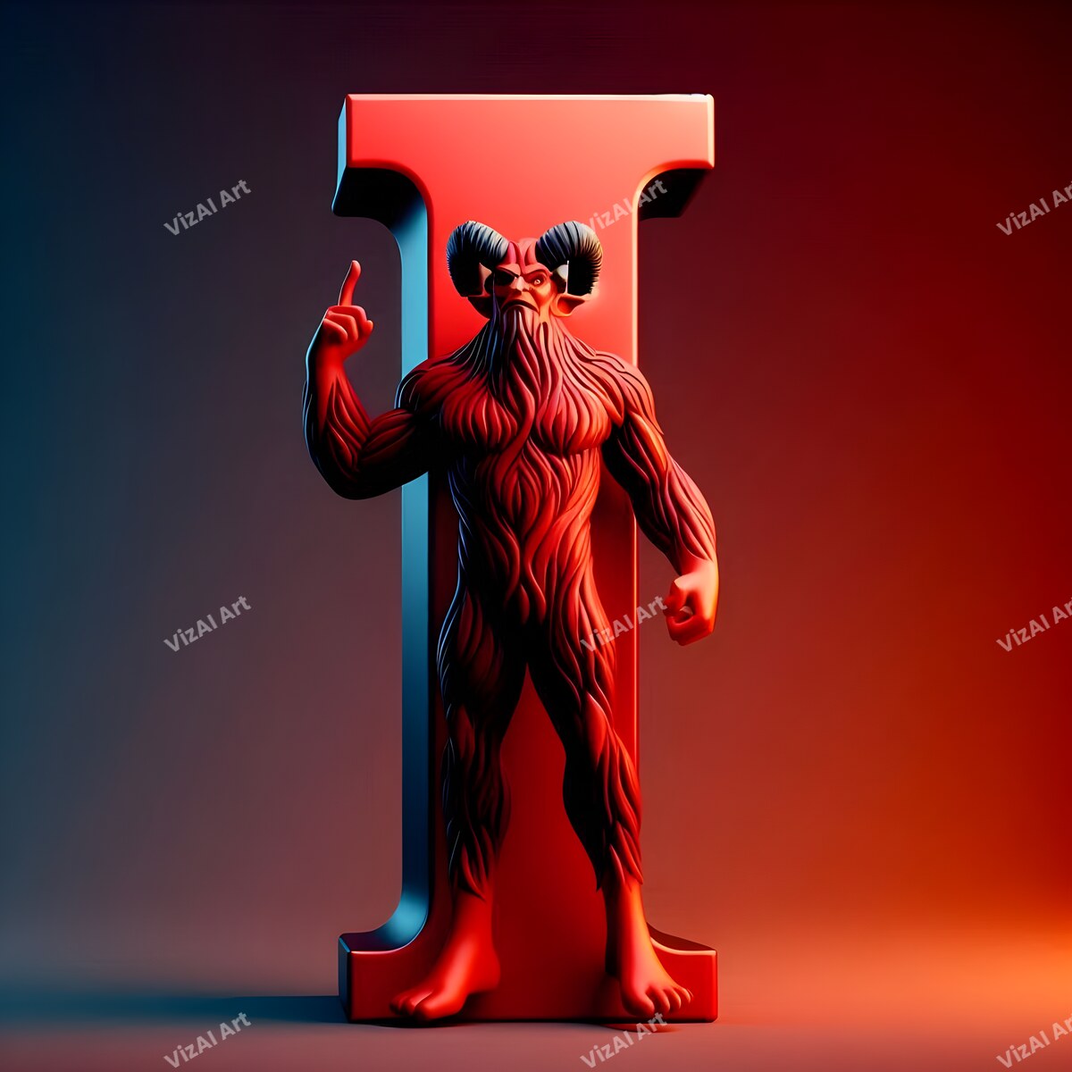 Devil Alphabet Wall Art letter I