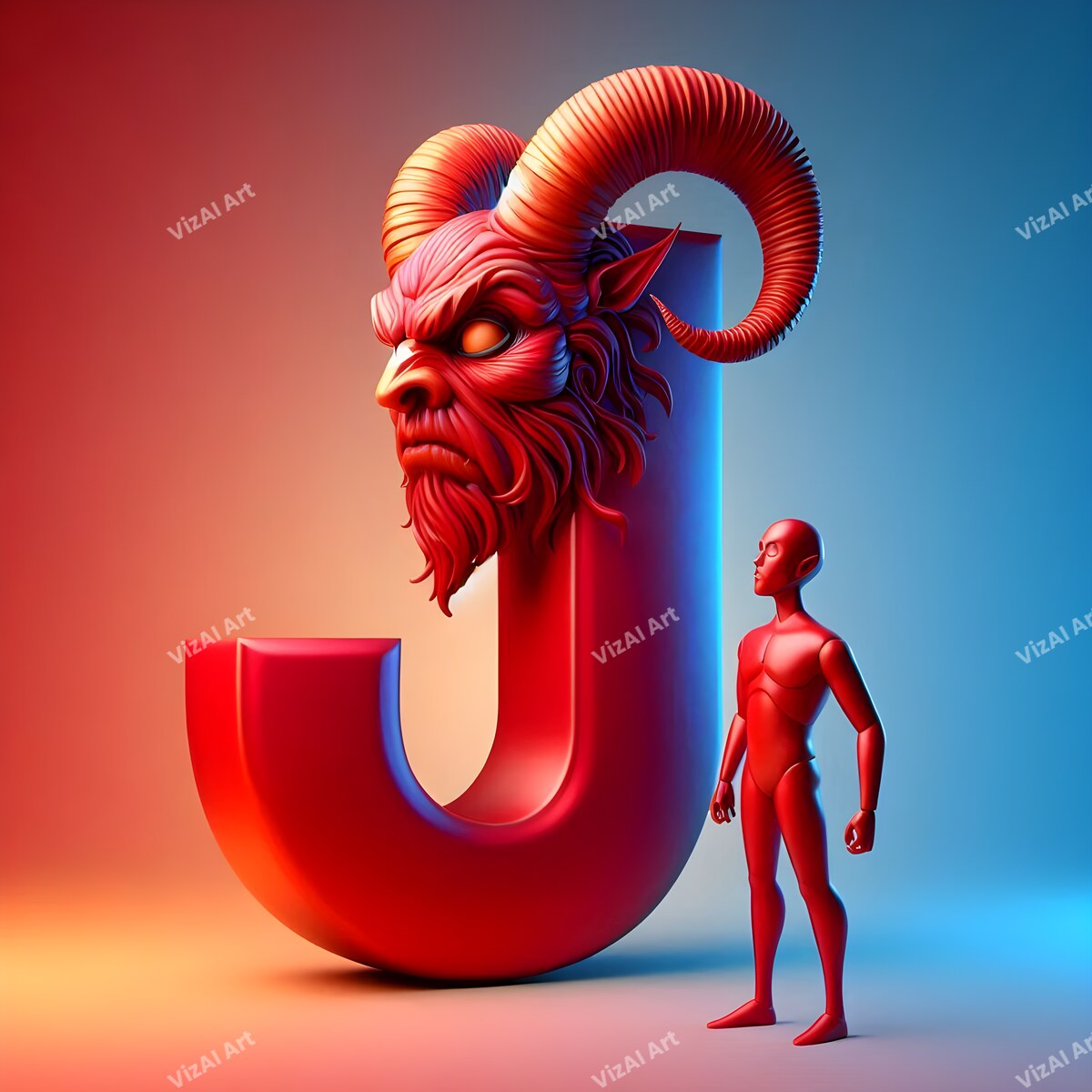 Devil Alphabet Wall Art letter J