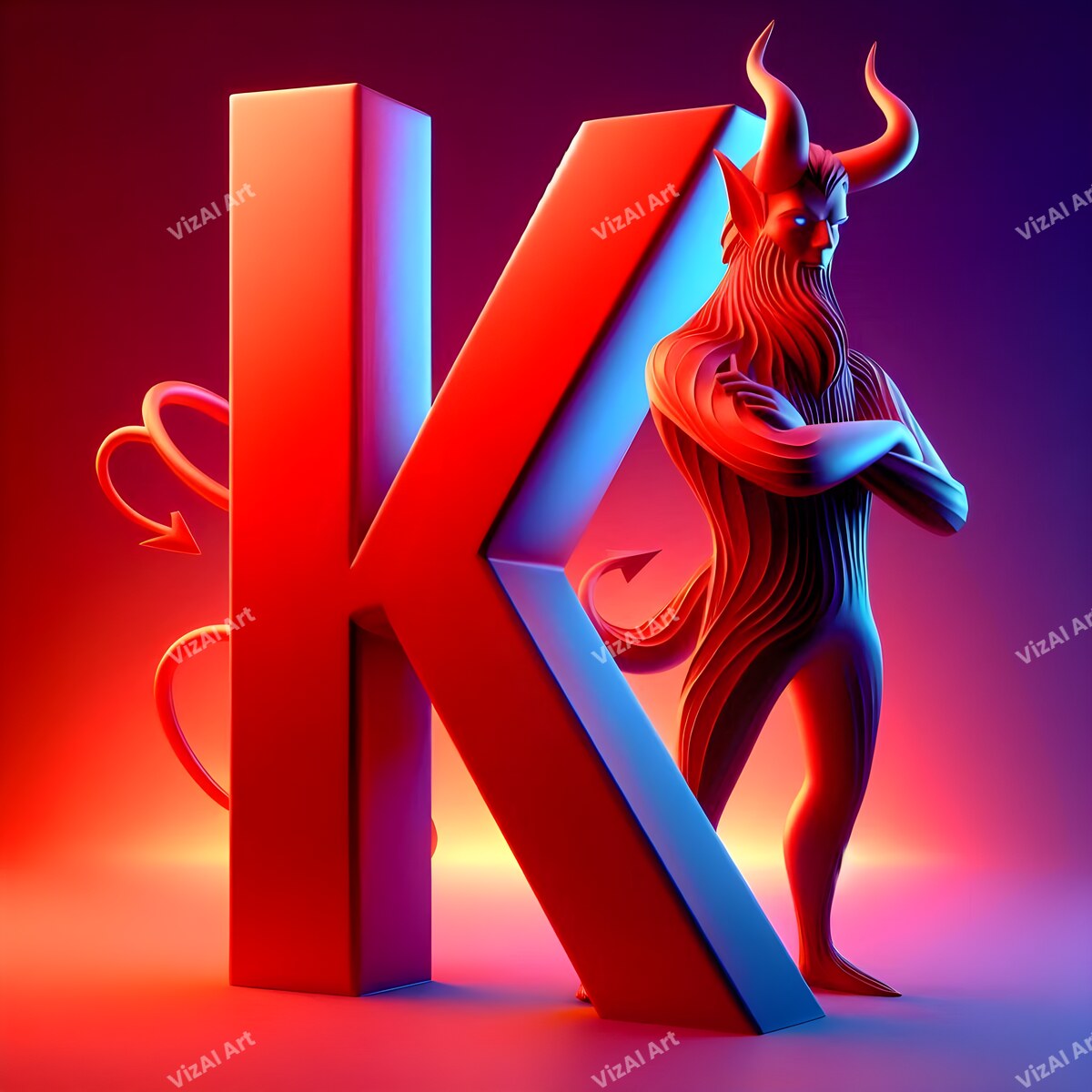 Devil Alphabet Wall Art letter K