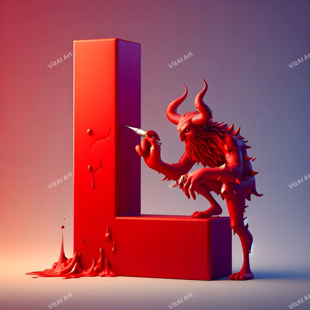 Devil Alphabet Wall Art letter L