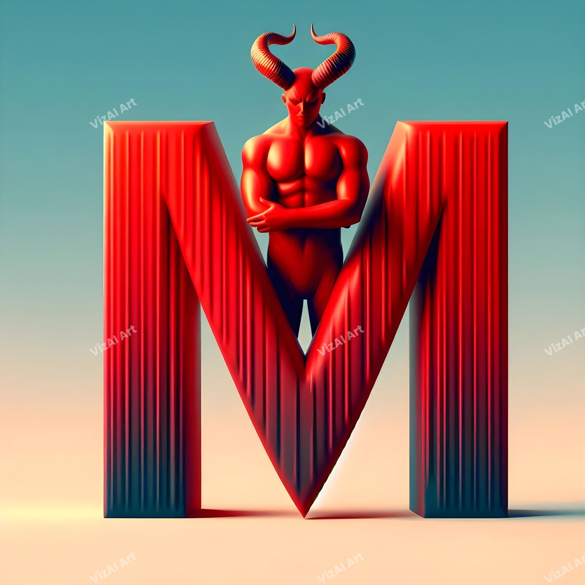 Devil Alphabet Wall Art letter M
