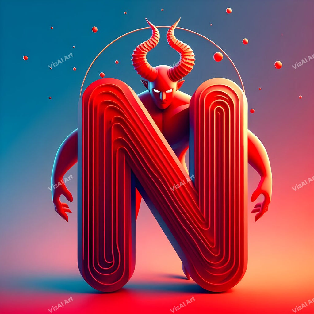 Devil Alphabet Wall Art letter N