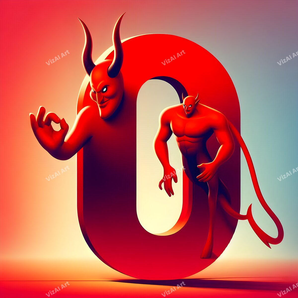 Devil Alphabet Wall Art letter O