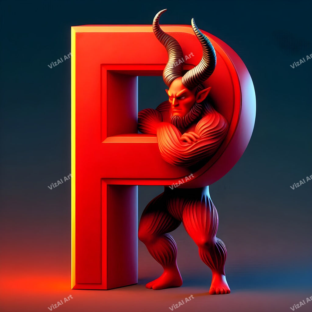 Devil Alphabet Wall Art letter P