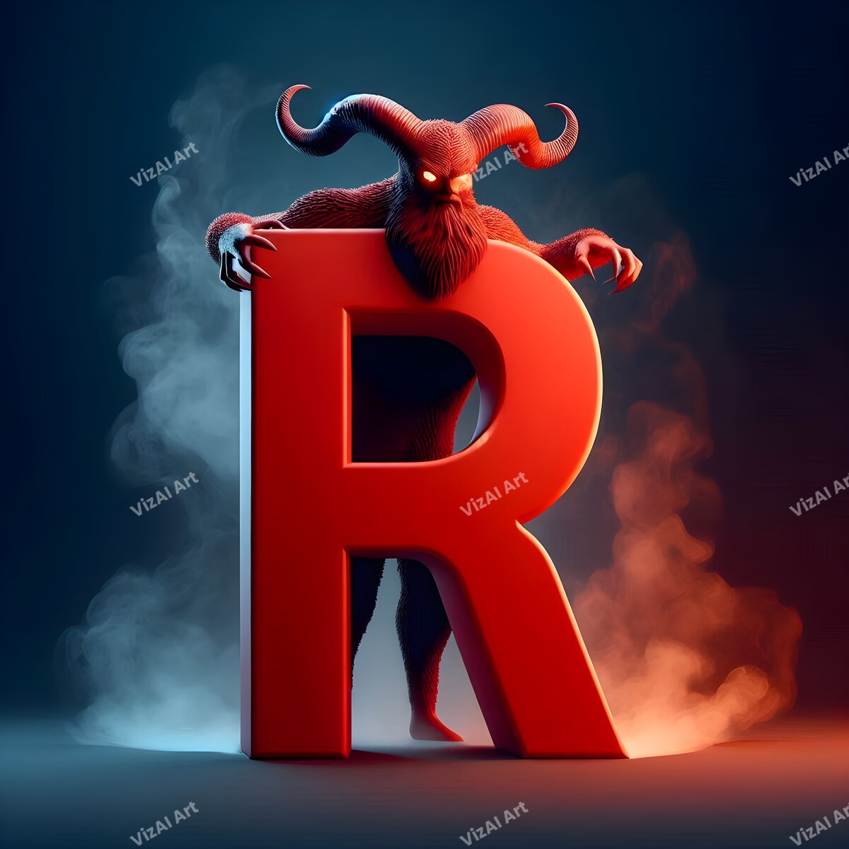 Devil Alphabet Wall Art letter R
