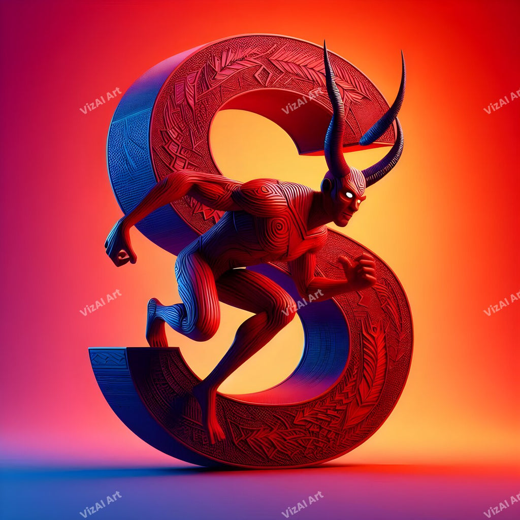 Devil Alphabet Wall Art letter S