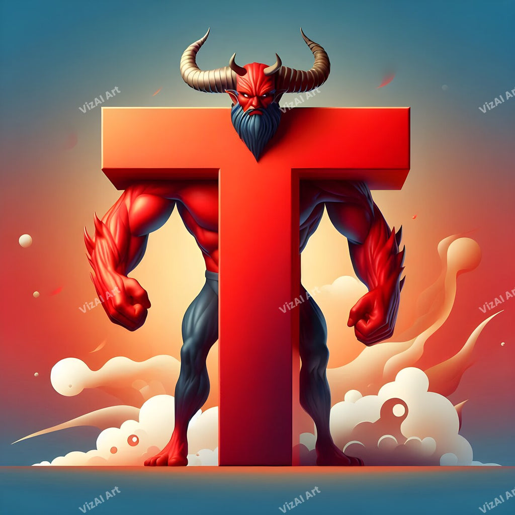 Devil Alphabet Wall Art letter T