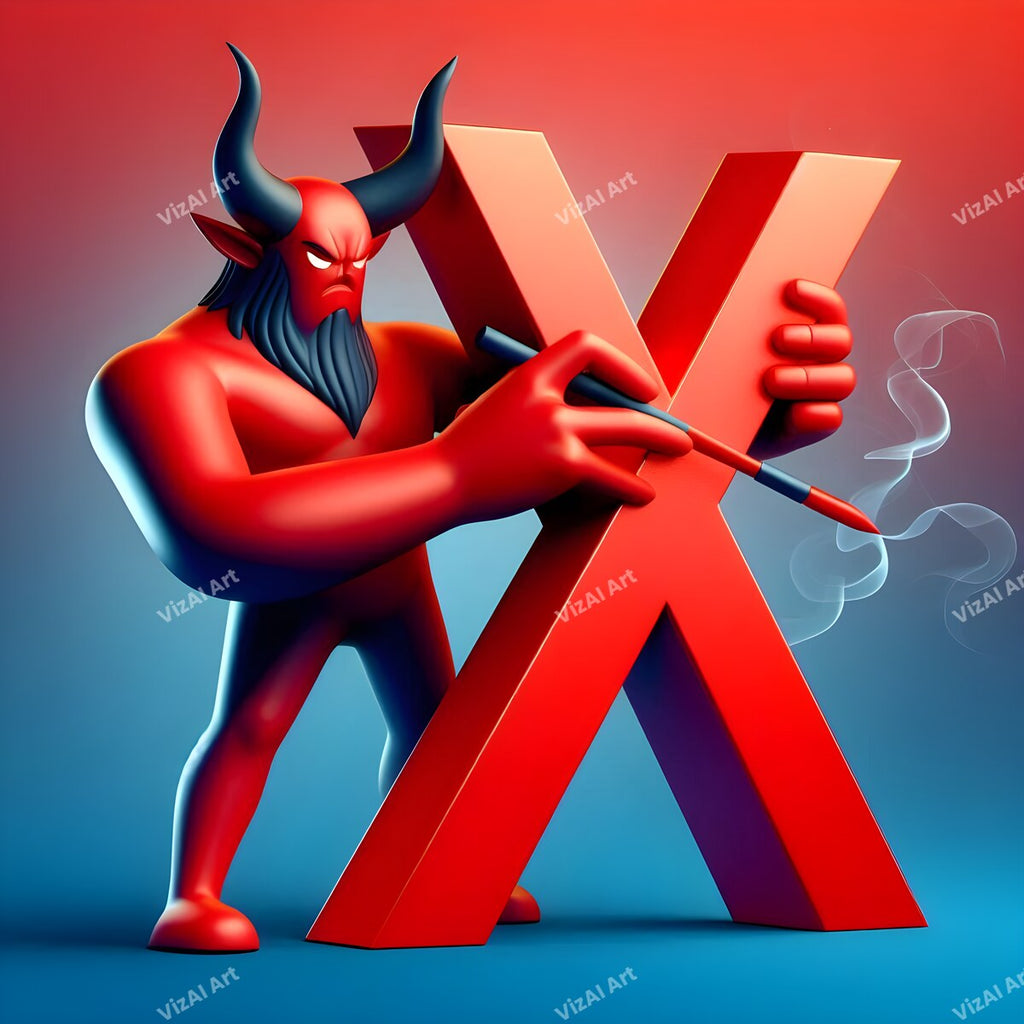 Devil Alphabet Wall Art letter X