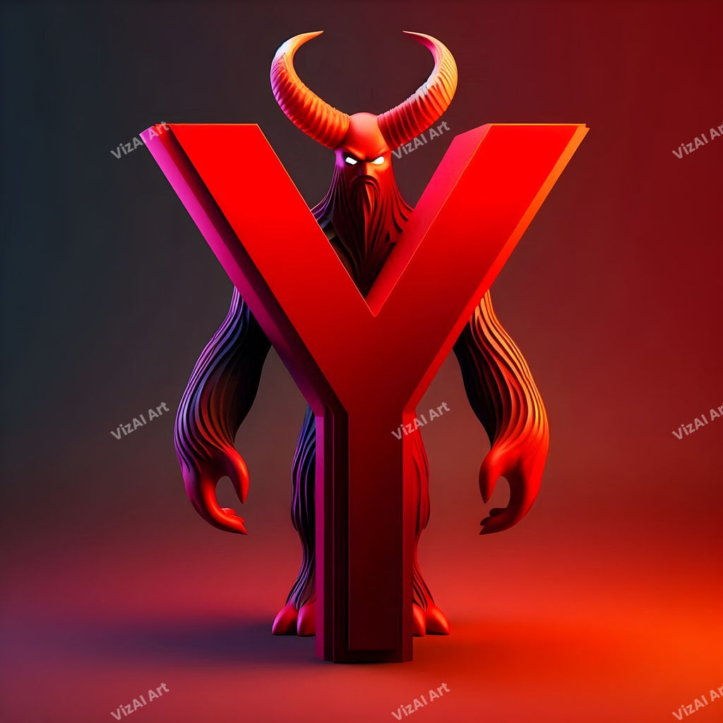 Devil Alphabet Wall Art letter Y