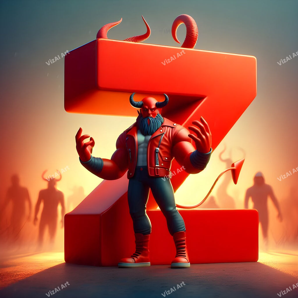 Devil Alphabet Wall Art letter Z