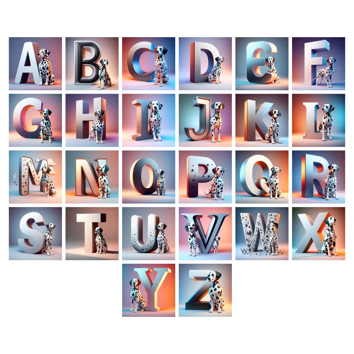 Dalmatian alphabet — all 26 letters