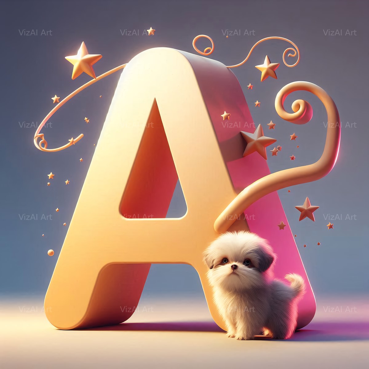 Puppy alphabet letter A