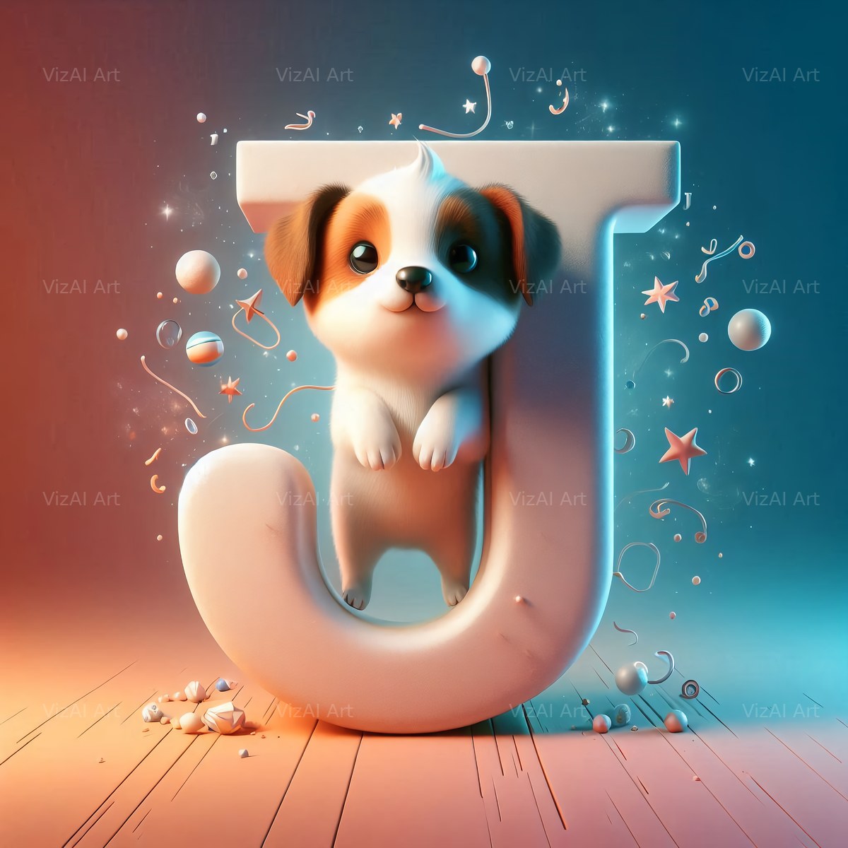 Puppy alphabet letter J
