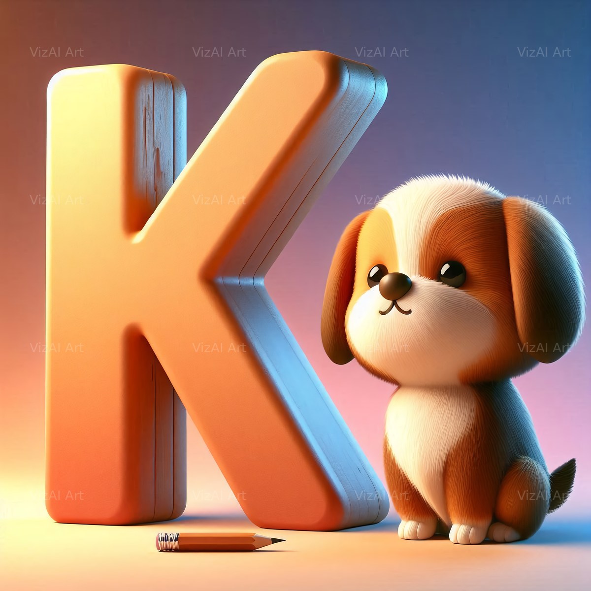 Puppy alphabet letter K