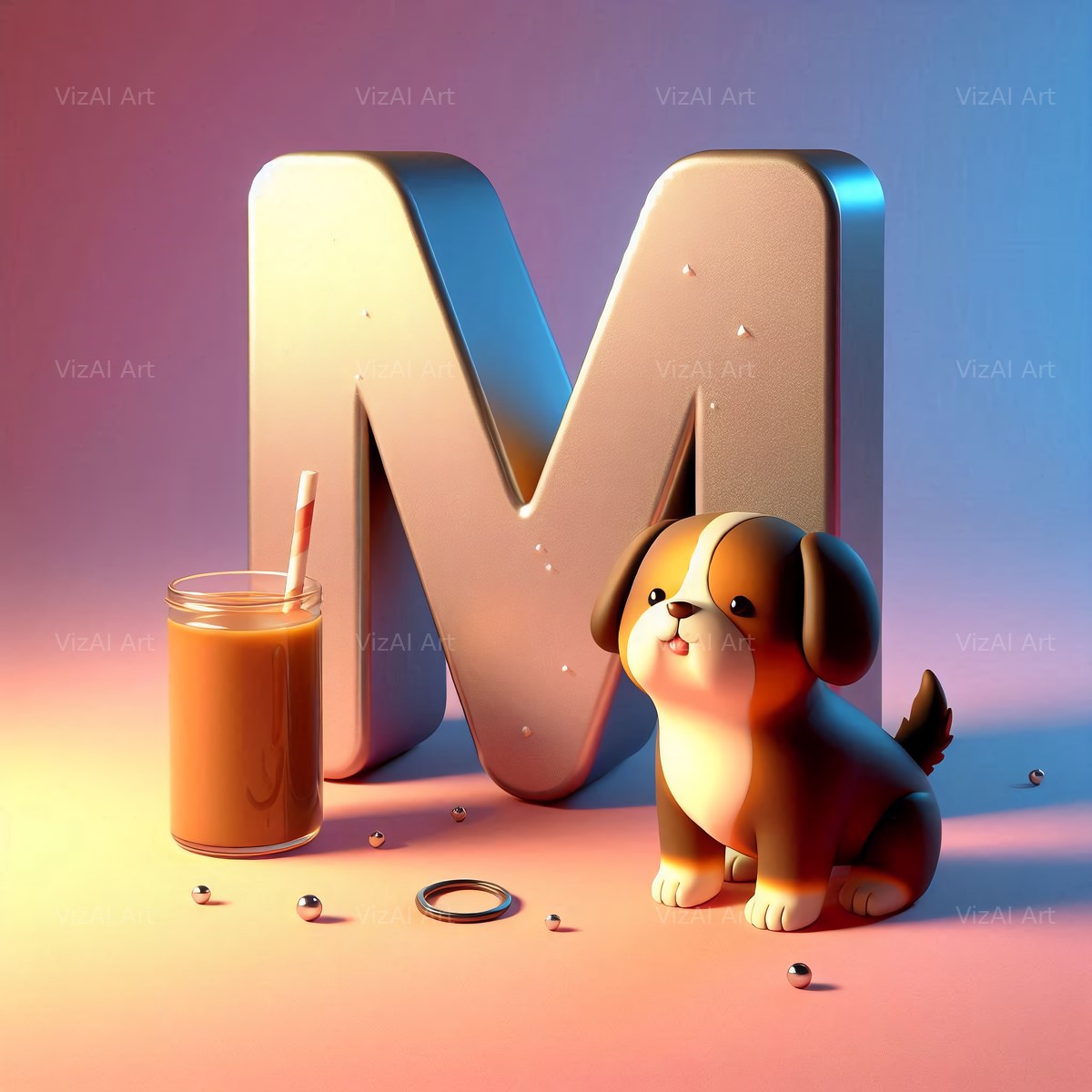 Puppy alphabet letter M