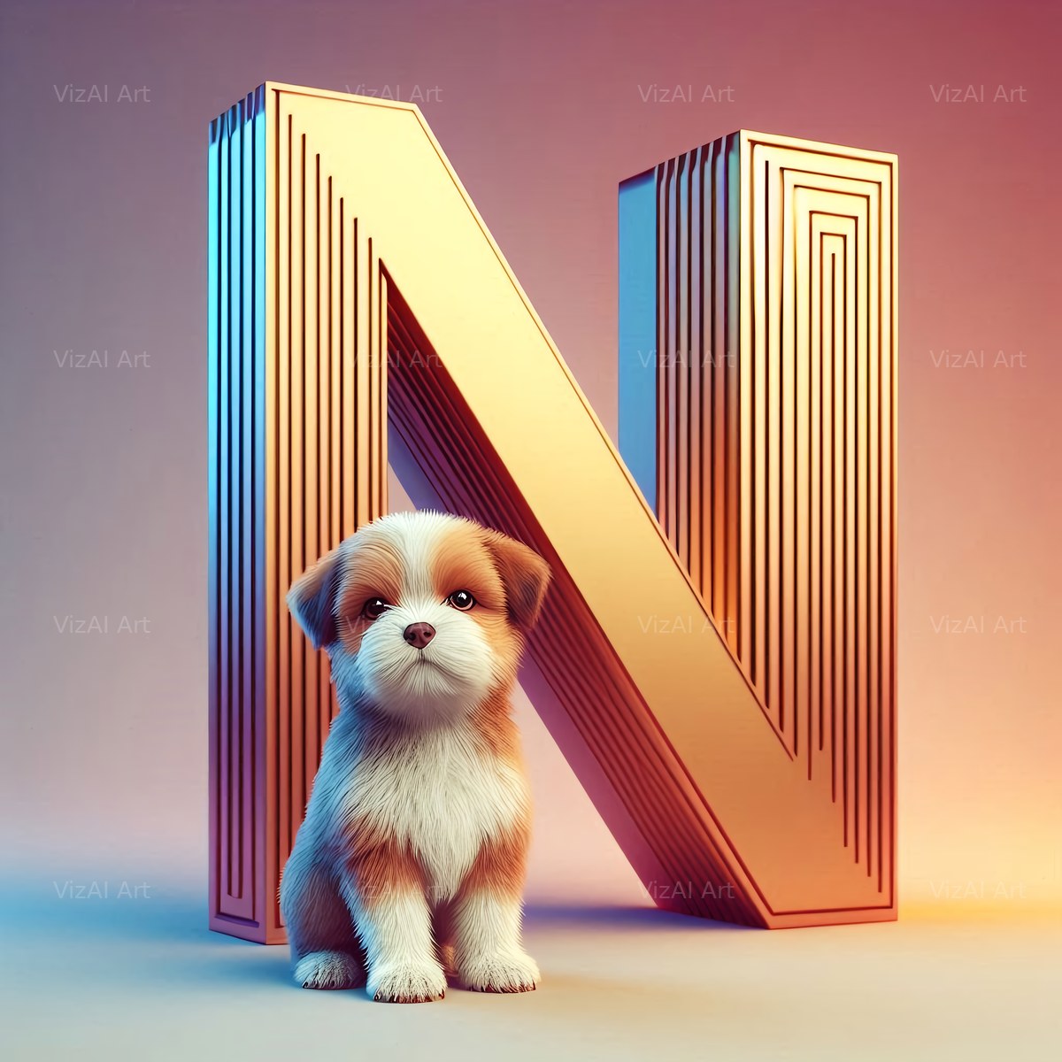 Puppy alphabet letter N