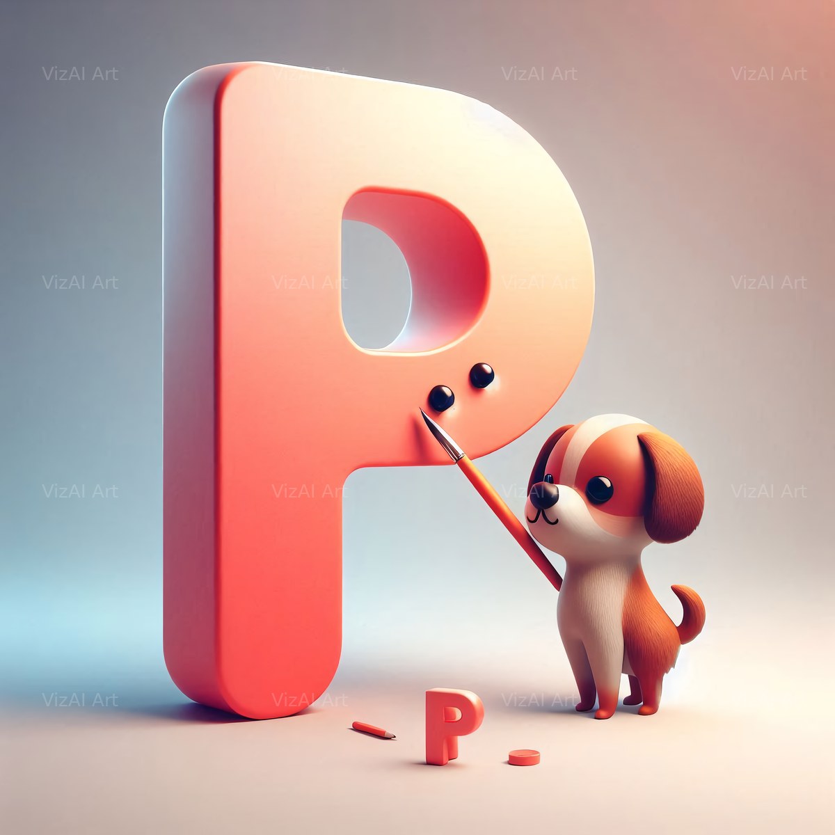 Puppy alphabet letter P