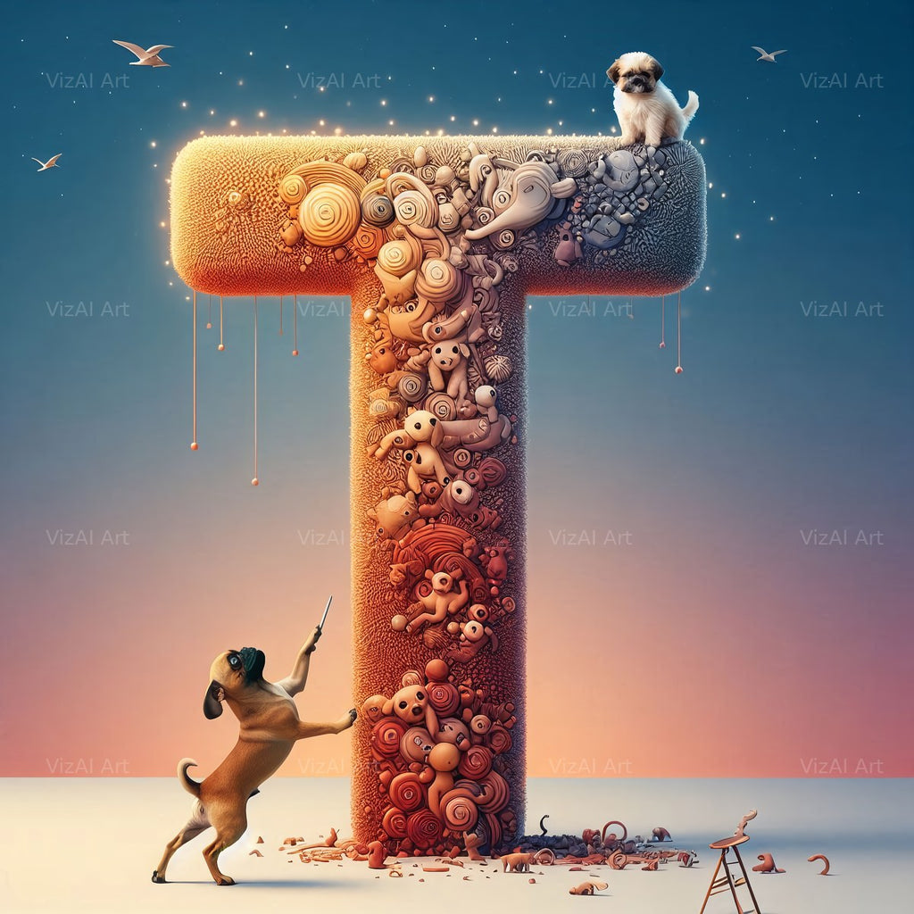 Puppy alphabet letter T