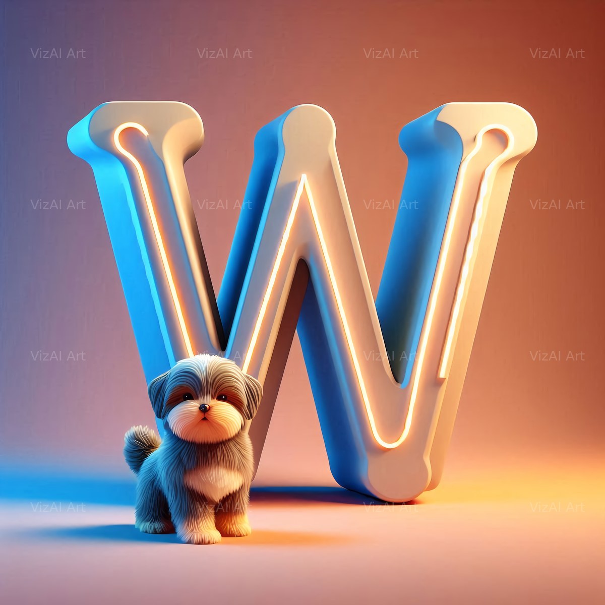 Puppy alphabet letter W