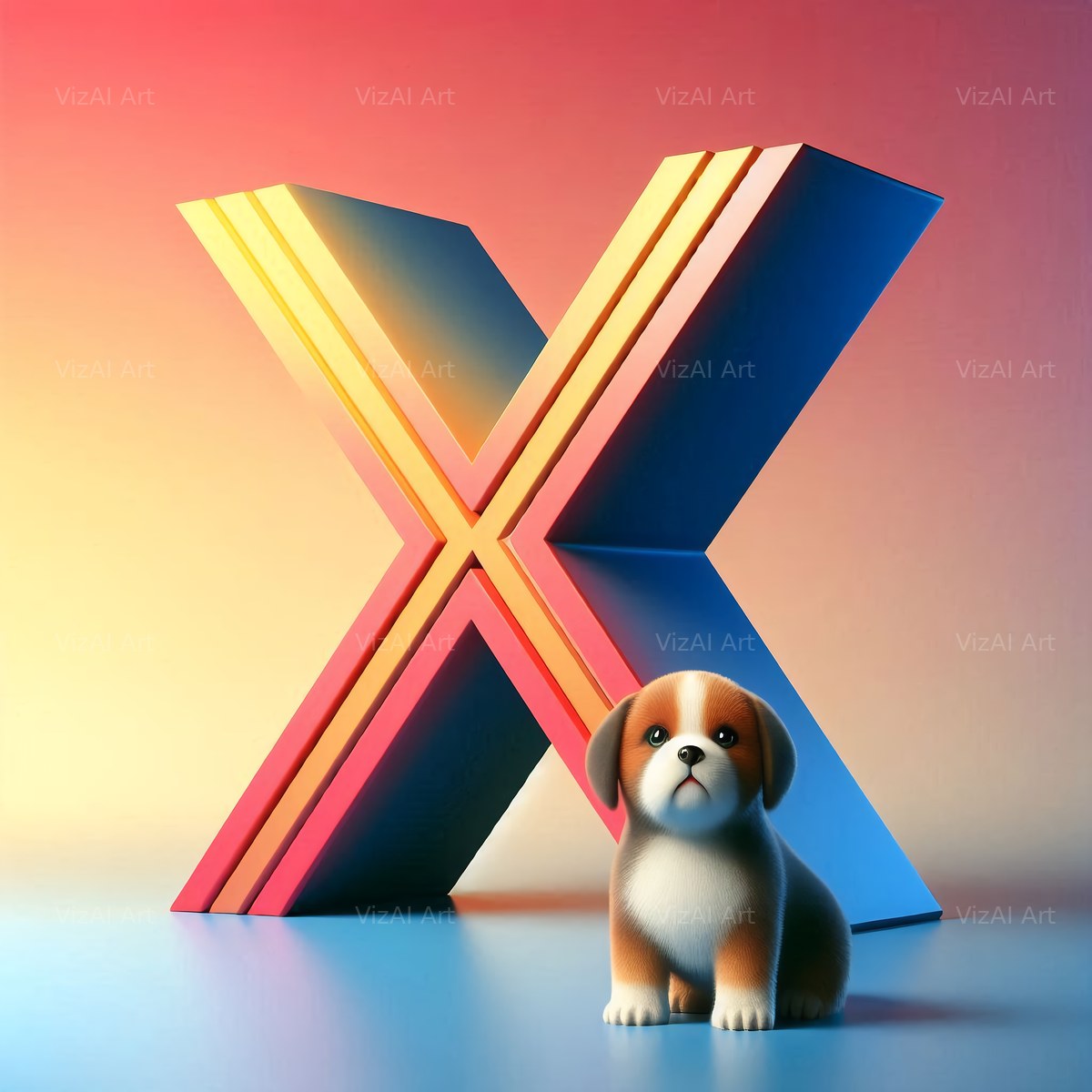 Puppy alphabet letter X
