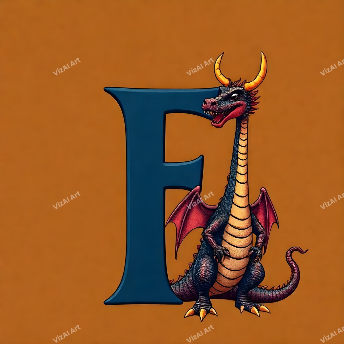 Dragon alphabet letter F