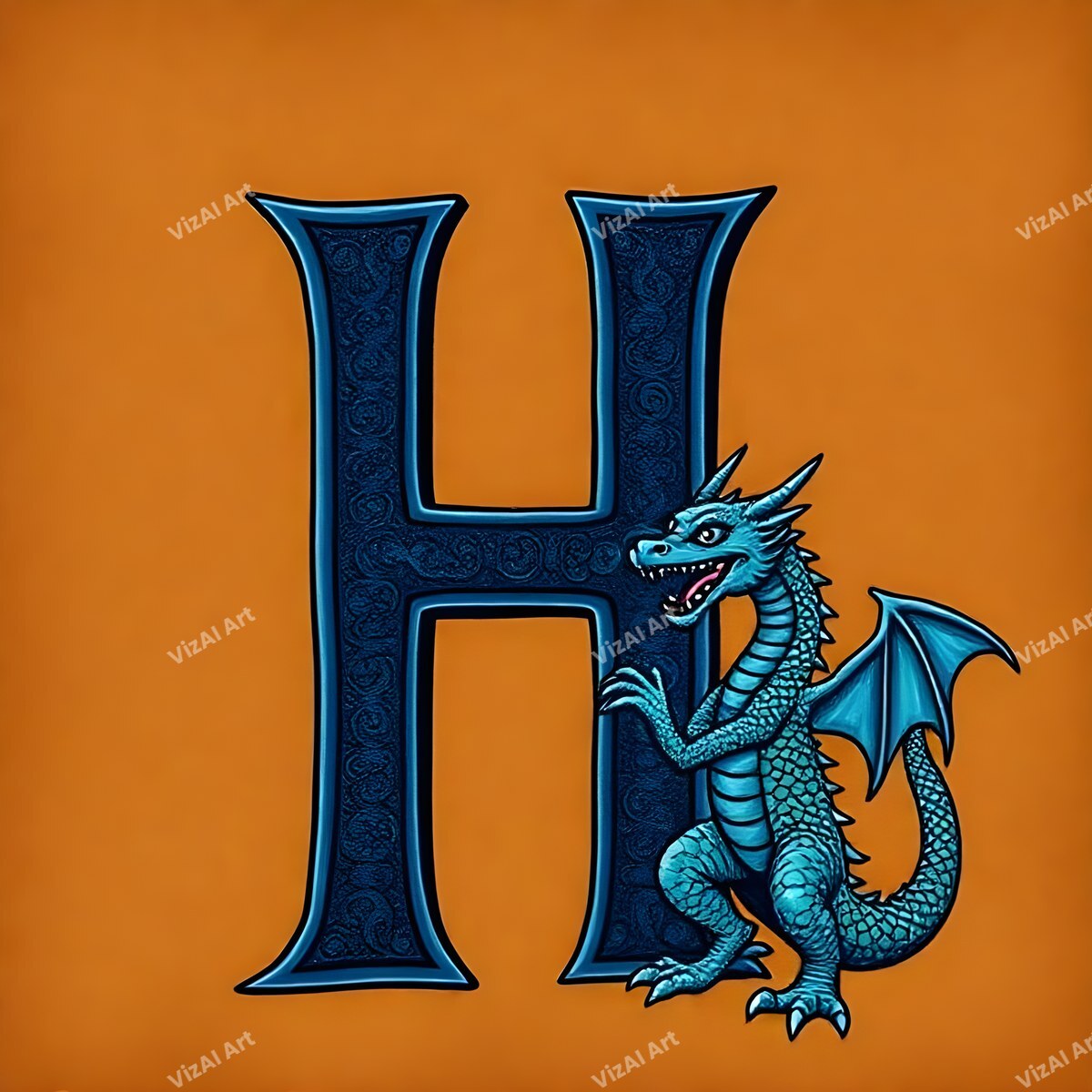 Dragon alphabet letter H