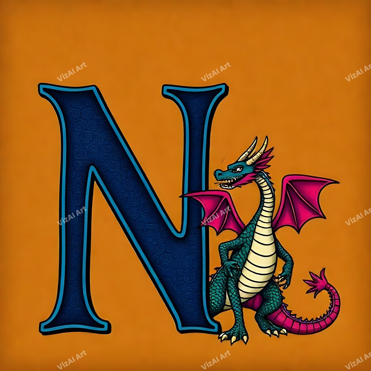 Dragon alphabet letter N