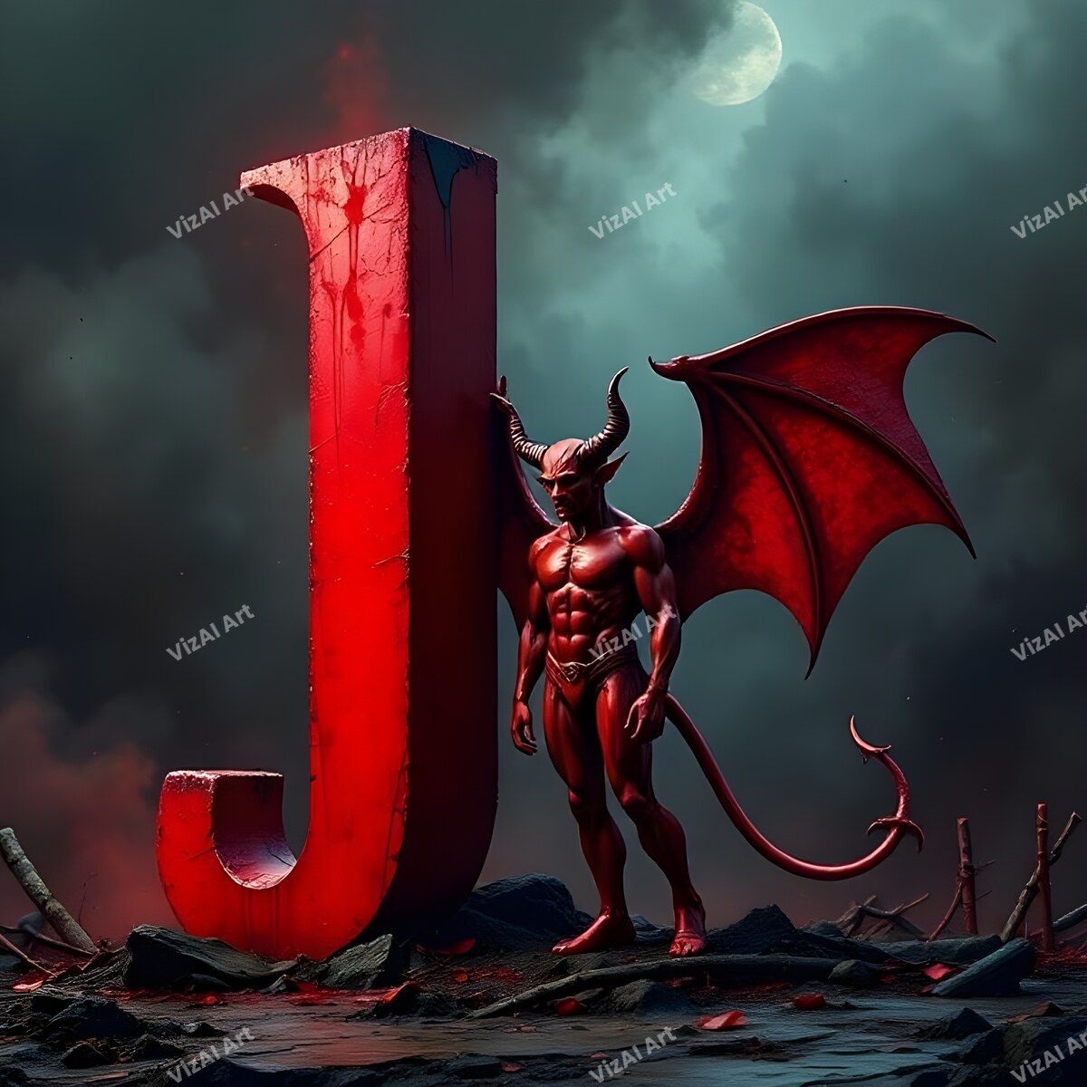 Devil 3 alphabet letter J