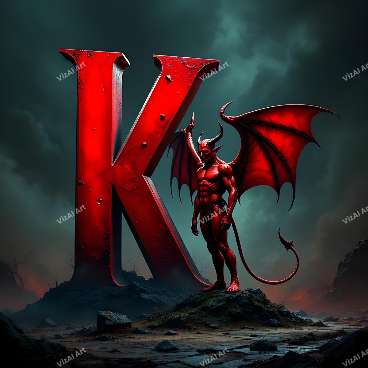 Devil 3 alphabet letter K