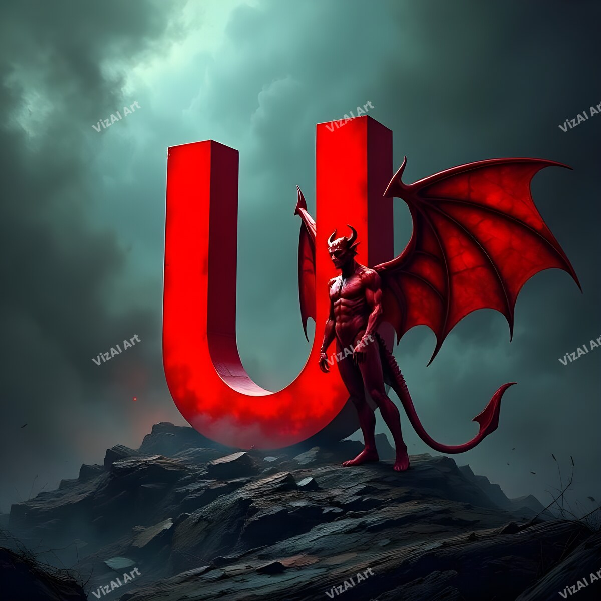 Devil 3 alphabet letter U