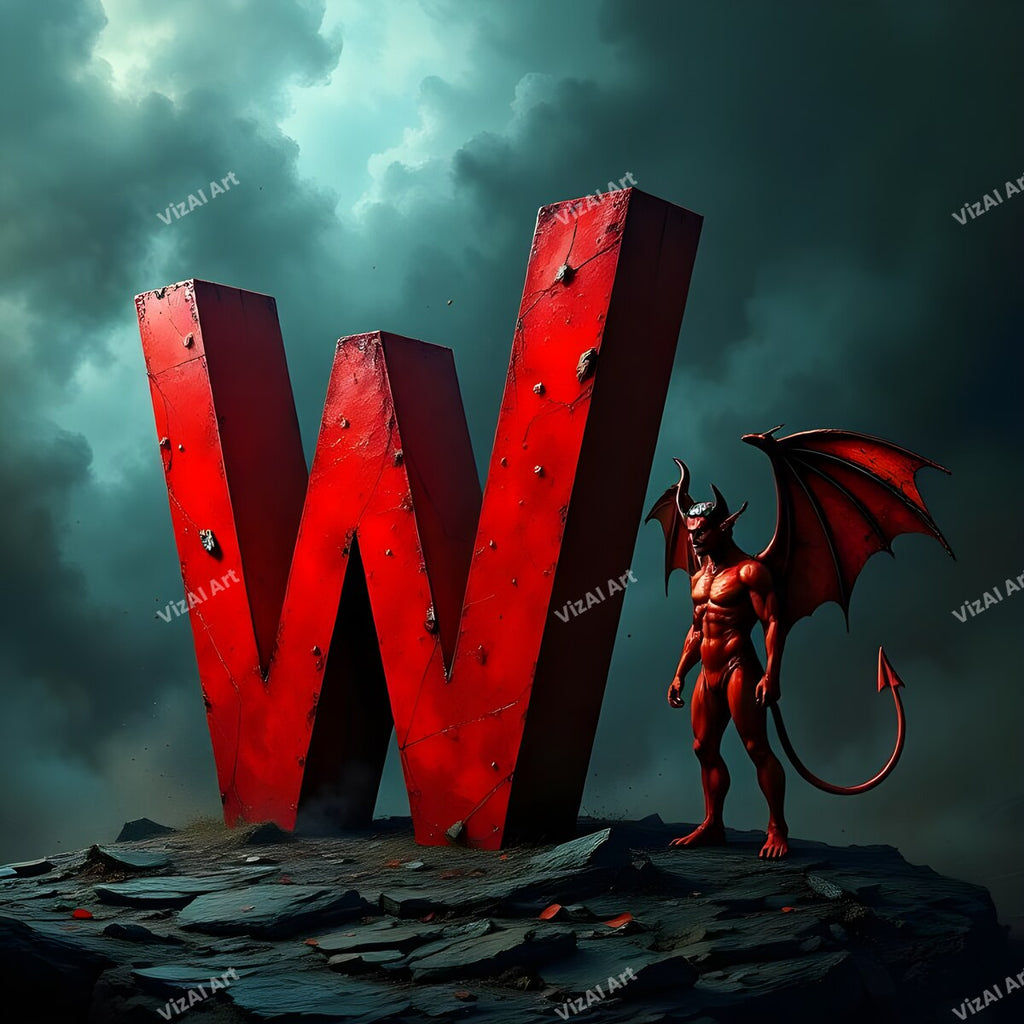Devil 3 alphabet letter W