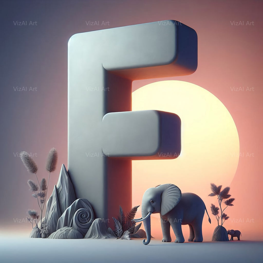Elephant alphabet letter F