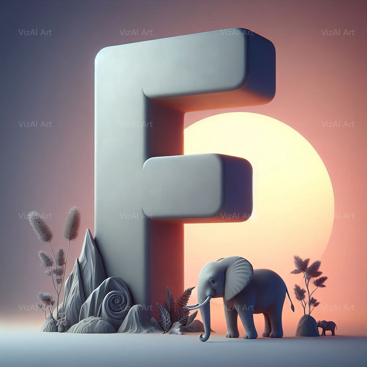 Elephant alphabet letter F