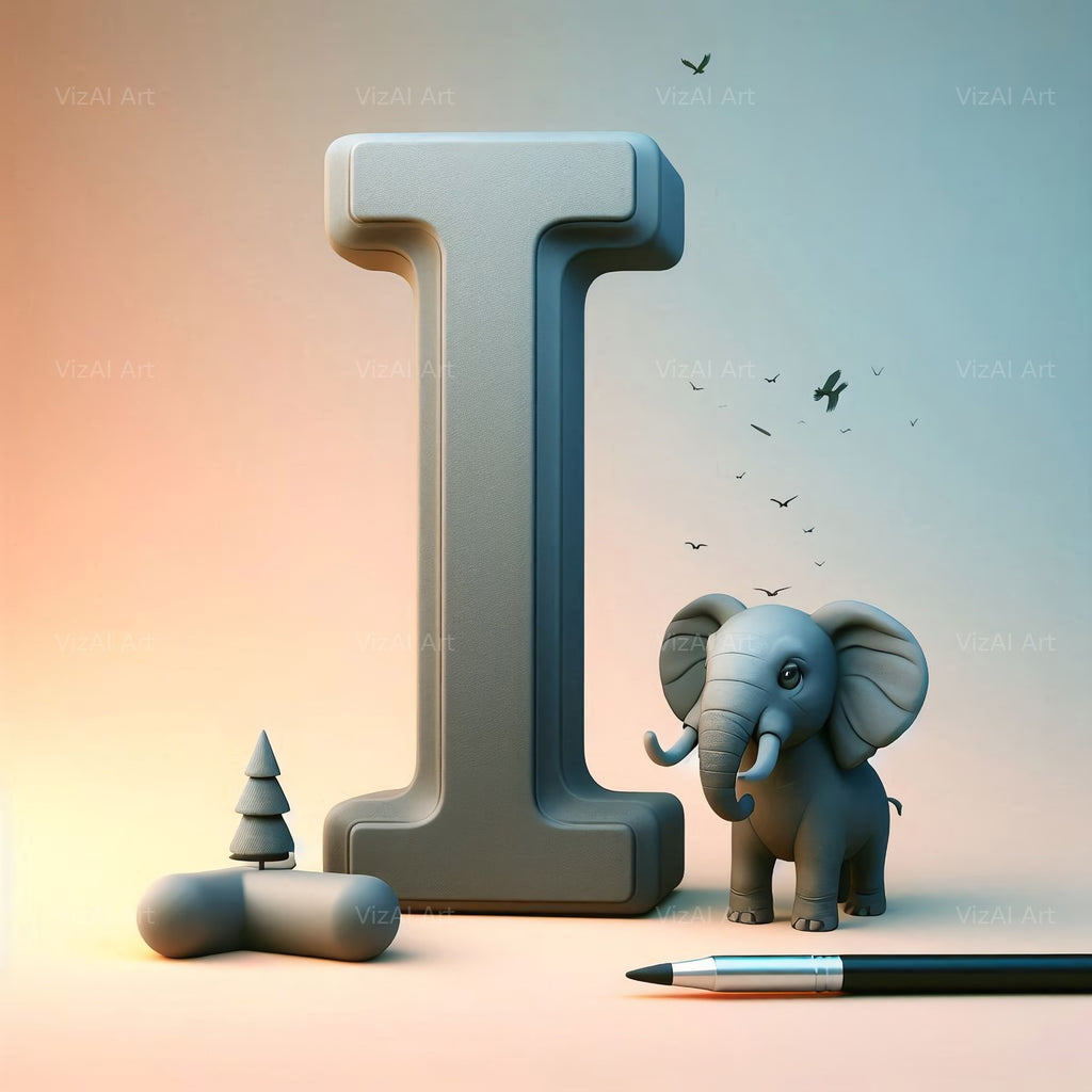 Elephant alphabet letter I