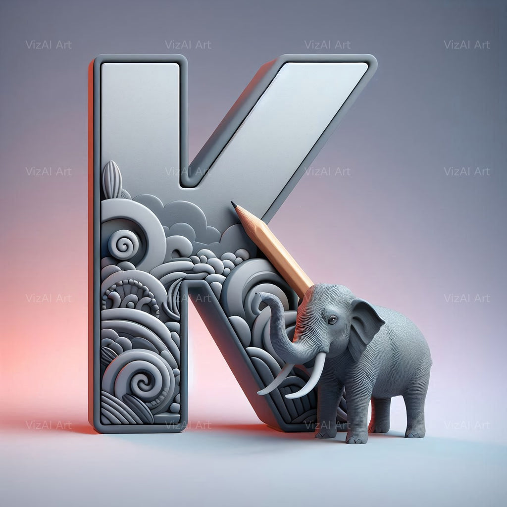 Elephant alphabet letter K