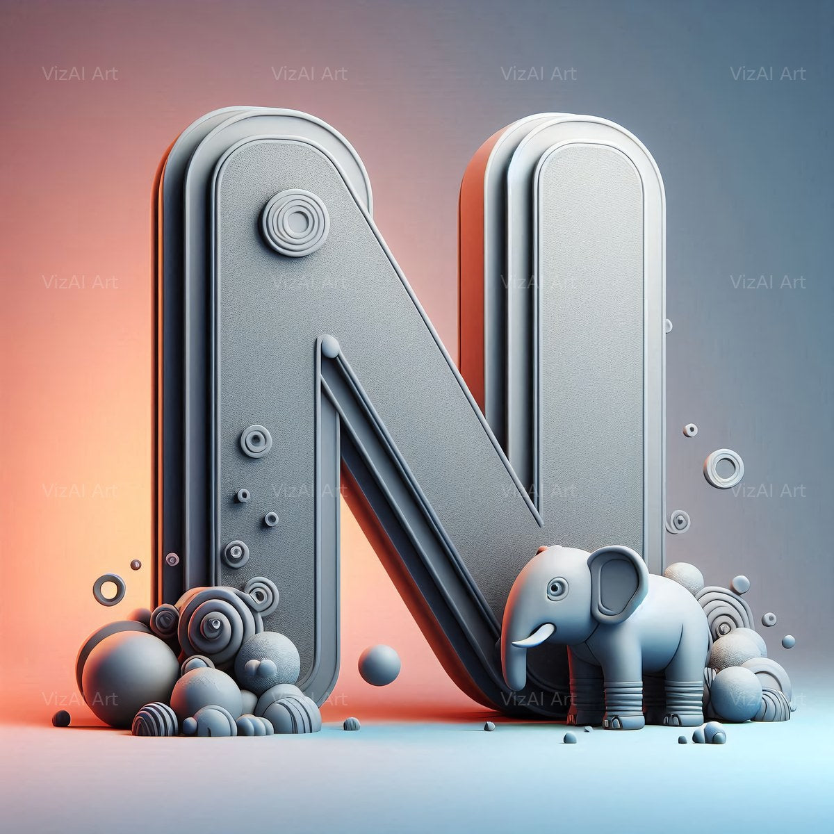 Elephant alphabet letter N
