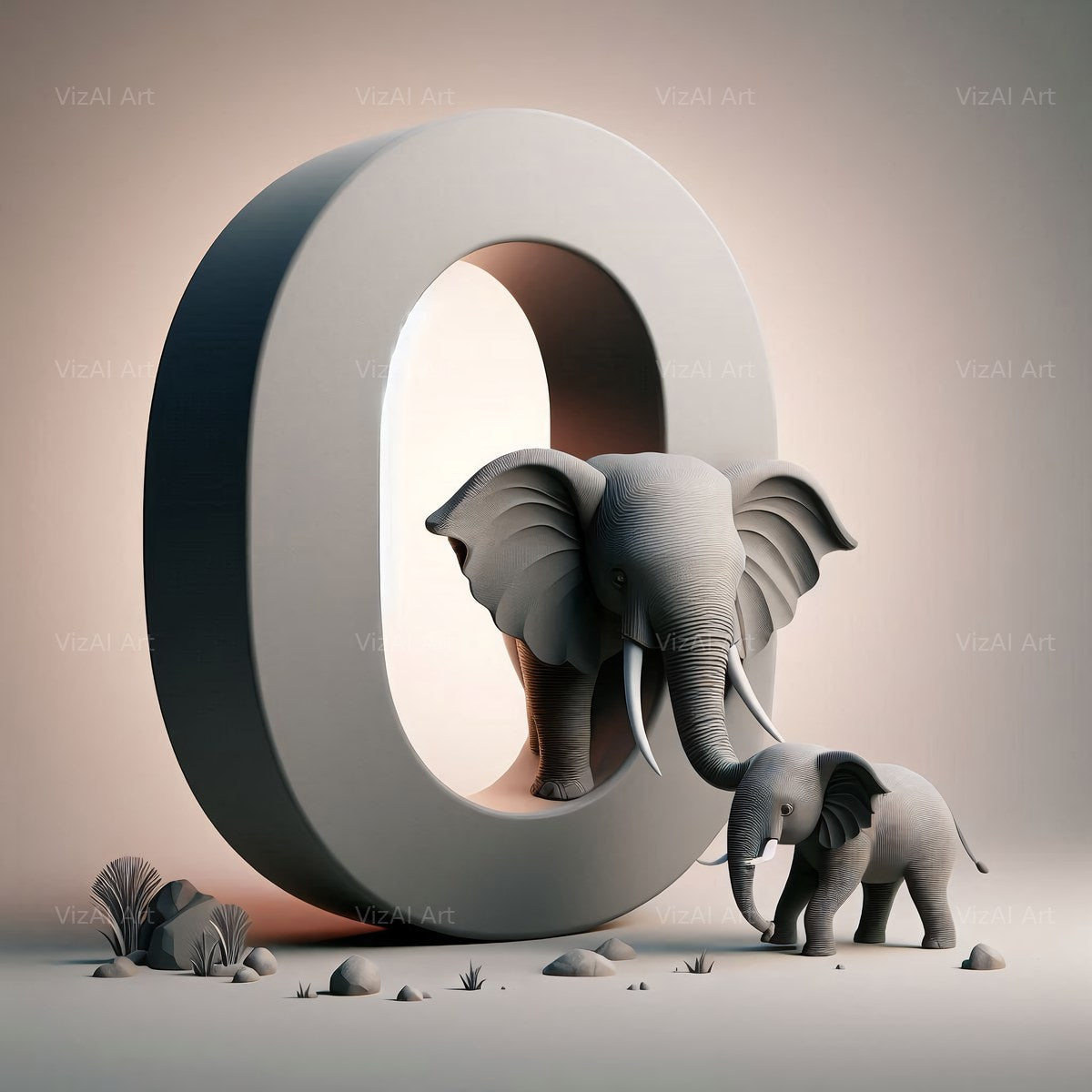 Elephant alphabet letter O