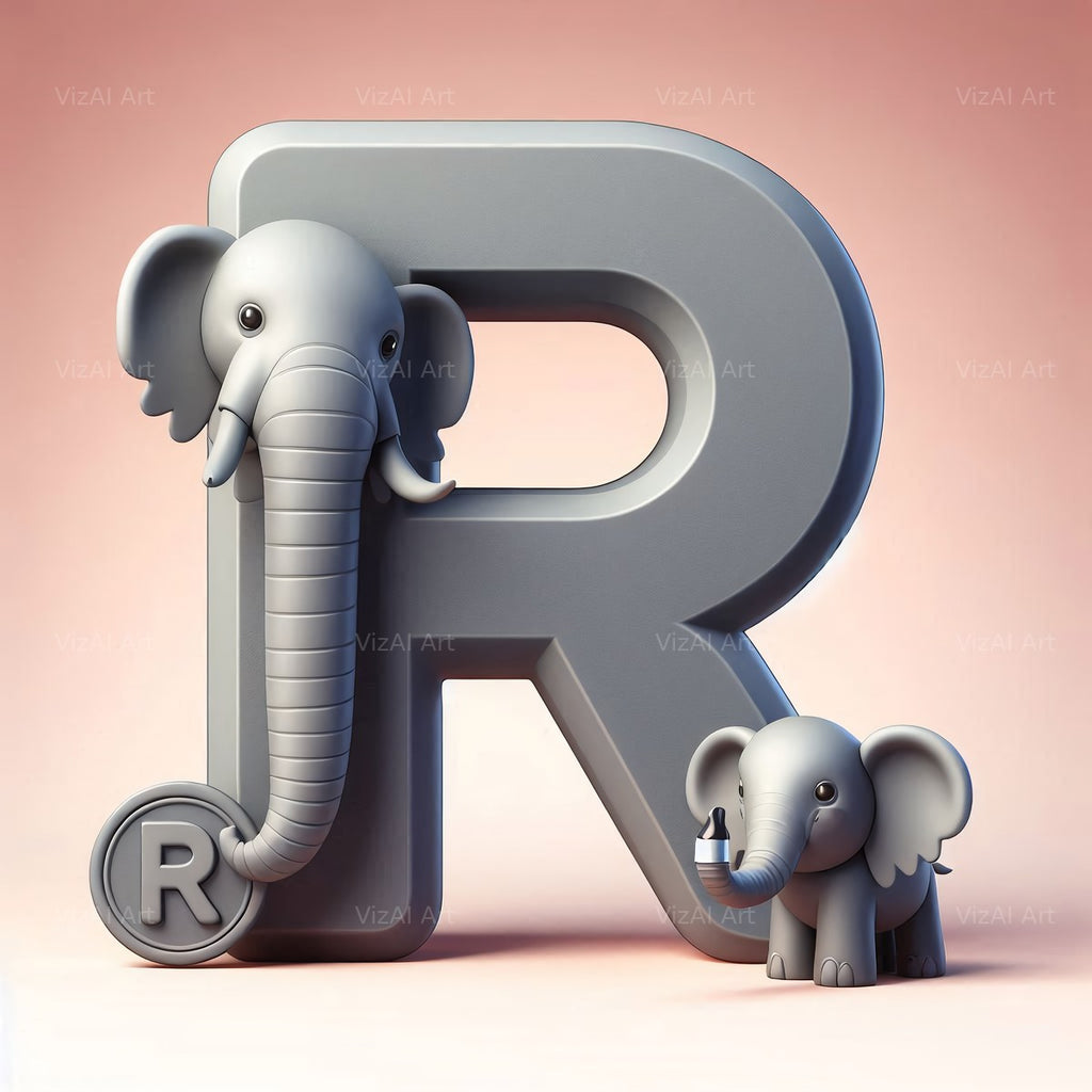 Elephant alphabet letter R