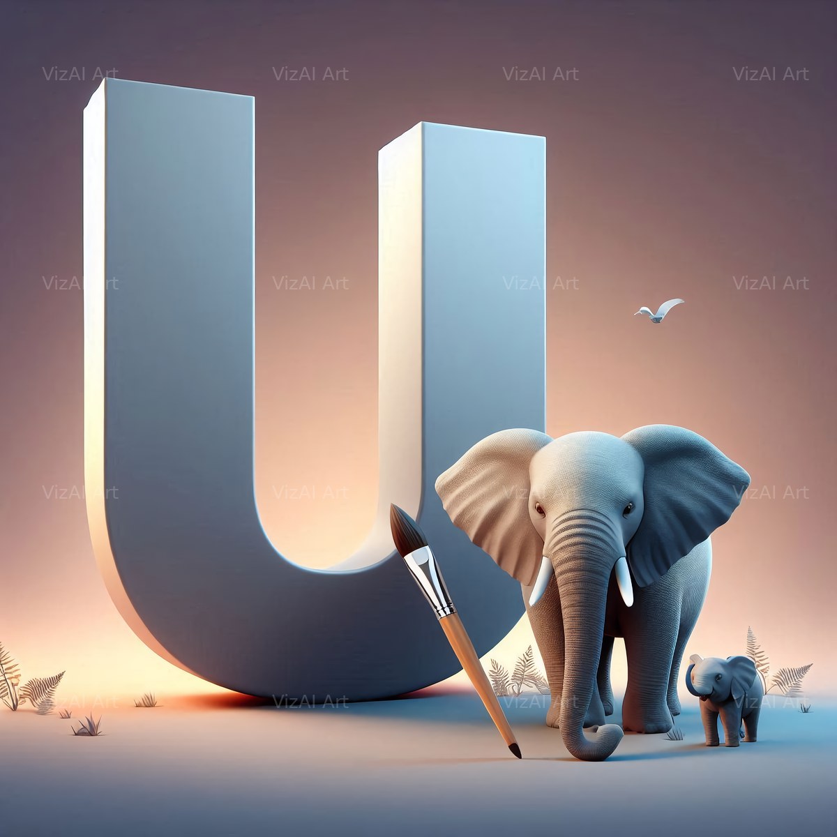 Elephant alphabet letter U