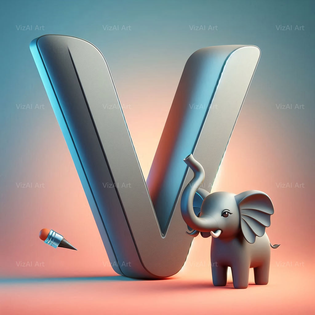 Elephant alphabet letter V