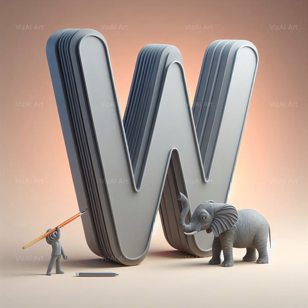 Elephant alphabet letter W