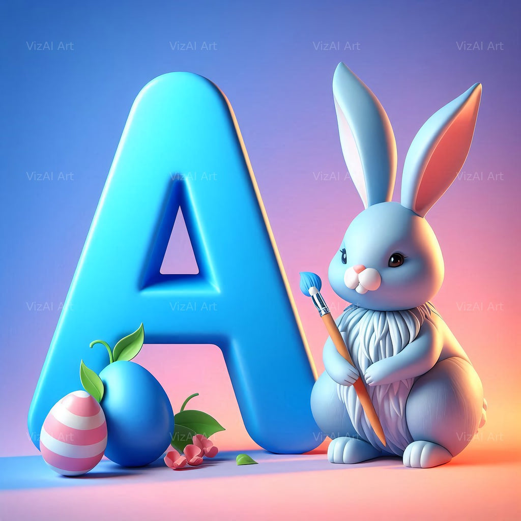 Easter Bunny alphabet letter A