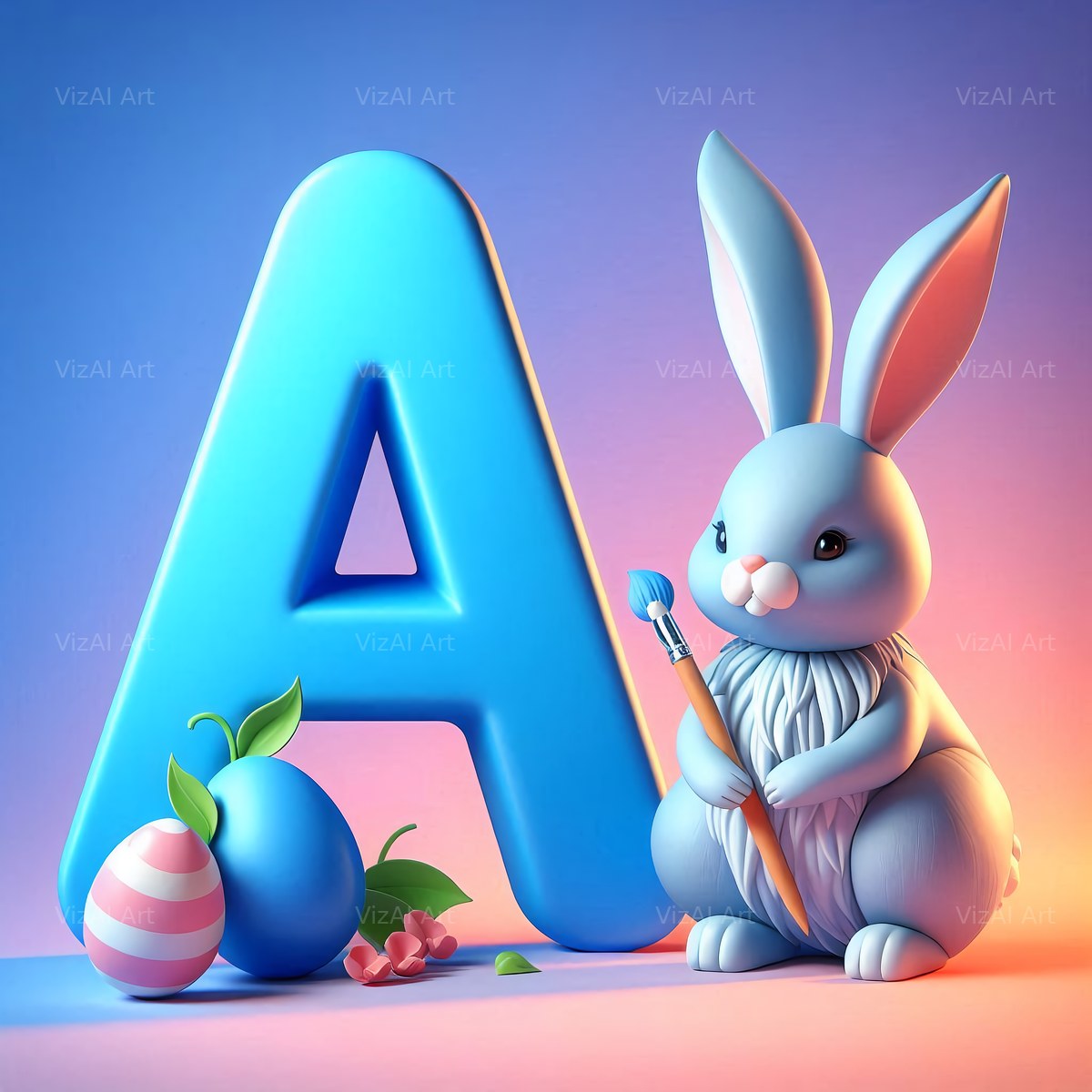 Easter Bunny alphabet letter A