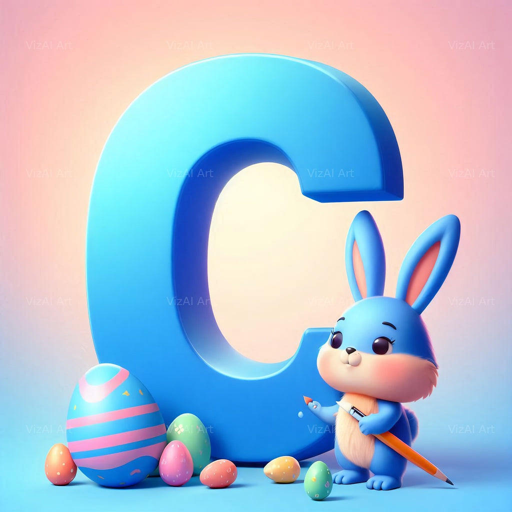 Easter Bunny alphabet letter C