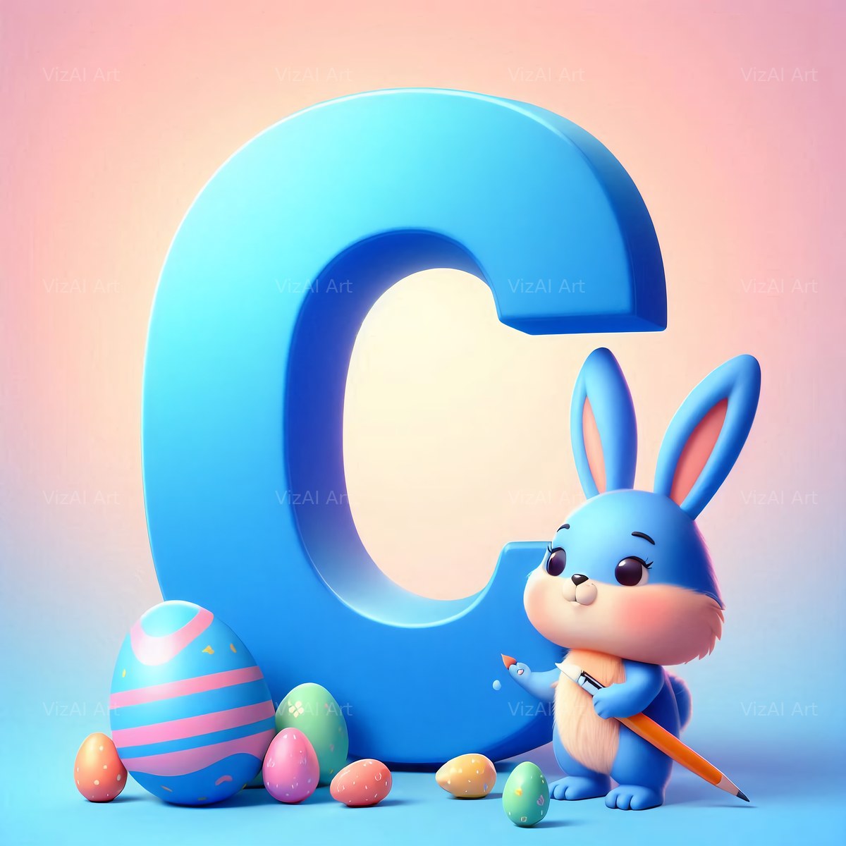Easter Bunny alphabet letter C