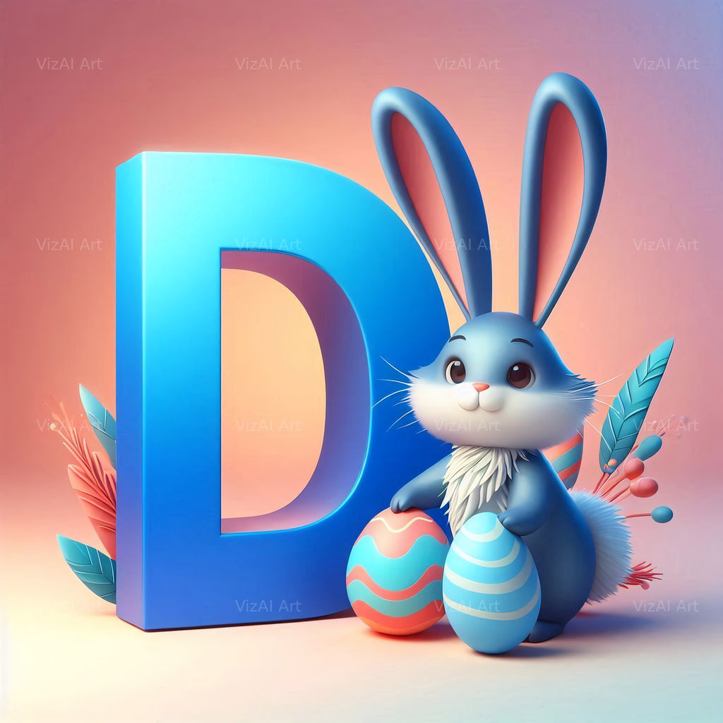 Easter Bunny alphabet letter D